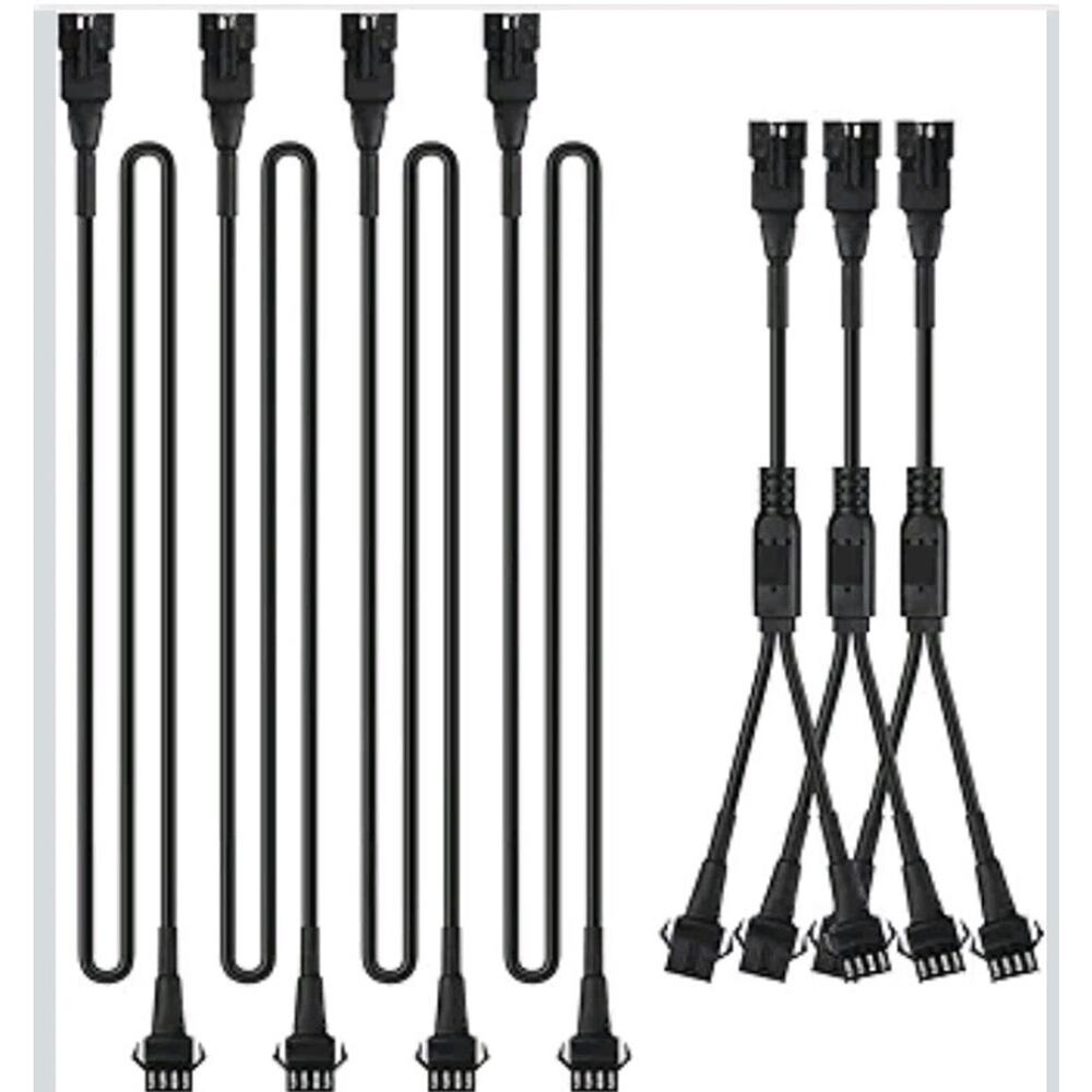 4pcs 2-Feet Extension Cords & 3pc 2-Way Splitters for Underglow RGB LED Strip s1